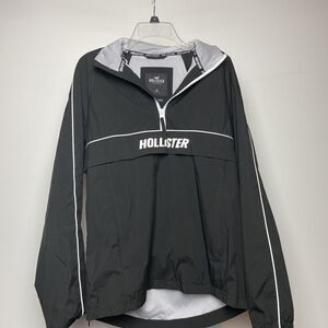 Hollister Black Half Zip Windbreaker Mens Medium M EUC
